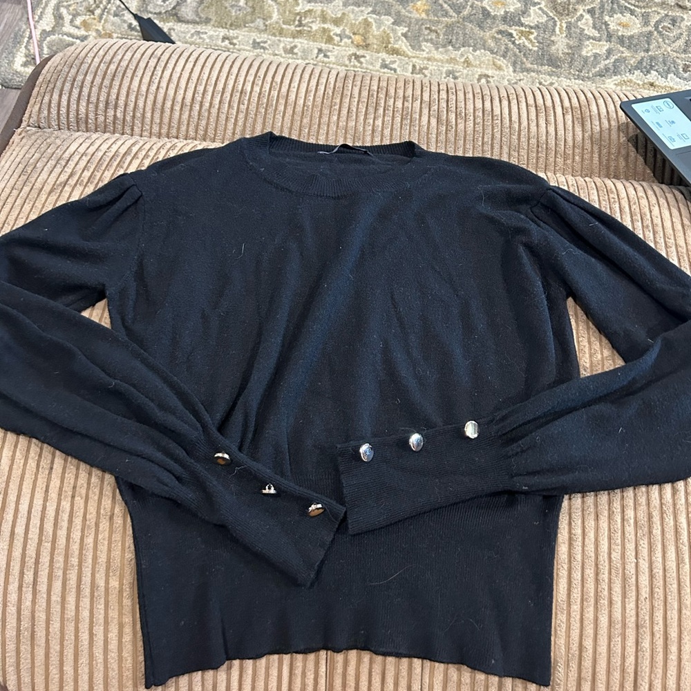 Black Sweater with Button Accents